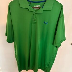 Under Armour Men's Green Polo with Blue Logo